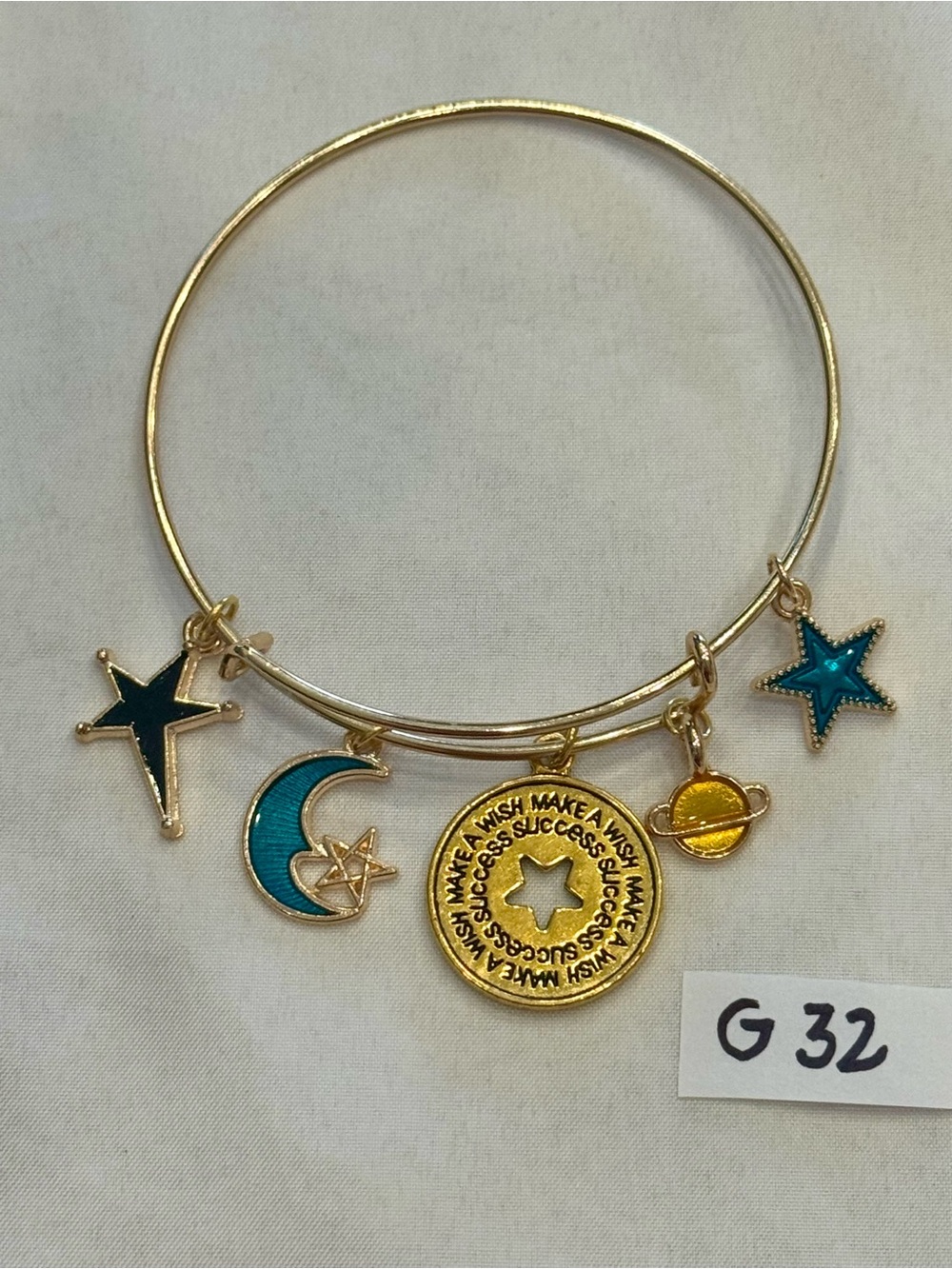 G32 Moon Stars Wish Charm Bangle Bracelet